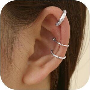 STYLE-C-SILVER Plated Non Pierced Adjustable Fake Ear Cuff Earrings for Women